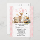 Oh Baby Woodland Animals Kinderdusche Einladung Po Postkarte (Vorne/Hinten)