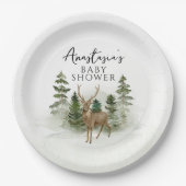 Oh Baby Woodland Watercolor Rustic Baby Dusche Pappteller (Vorderseite)