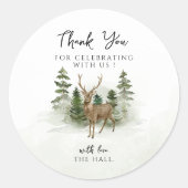 Oh Baby Woodland Watercolor Rustic Baby Showküche Runder Aufkleber (Vorderseite)