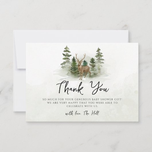 Oh Baby Woodland Watercolor Rustikal Danke Karten (Vorderseite)