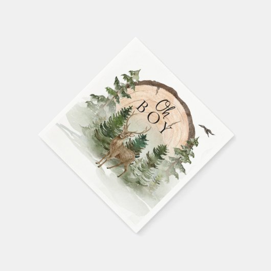 Oh Baby Woodland Watercolor Rustikal Serviette (Ecke)