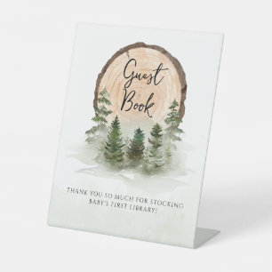 Oh Baby Woodland Watercolor Rustikales Gästebuch Sockelschild