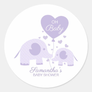 Oh Baby Wundervoller Lila Elefant Baby Shower Gesc Runder Aufkleber
