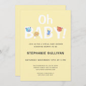 Oh Baby Yellow Virtual Baby Dusche Einladung (Vorne/Hinten)
