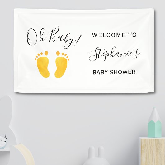 Oh Baby Yellow Welcome Baby Dusche Banner