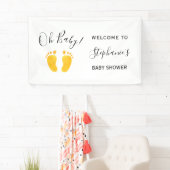 Oh Baby Yellow Welcome Baby Dusche Banner (Insitu)