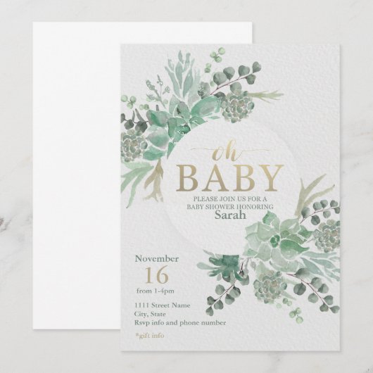 Oh Babydusche Einladung (Vorne/Hinten)