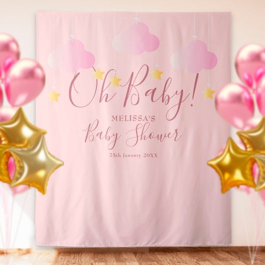 Oh Babydusche Hübsch rosa Foto Stand Hintergrund Wandteppich