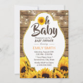 Oh Babydusche Rustikale Sonnenblumen & Streichelle Einladung (Vorderseite)