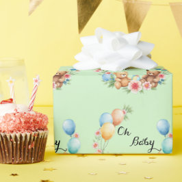 Oh Babyduschtedys und Ballons Geschenkpapier