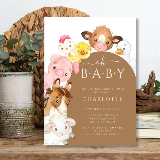 Oh BabyFarm Animals Baby Shower Einladung