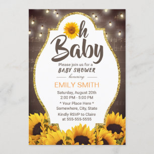 Oh Babyparty-elegante Sonnenblumen u. Musik Einladung
