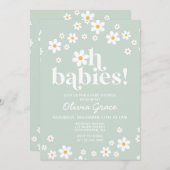 Oh Babys! Daisy green Baby Shower Einladung (Vorne/Hinten)