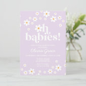 Oh Babys! Daisy lilac Baby Shower Einladung (Stehend Vorderseite)
