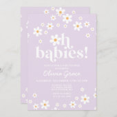 Oh Babys! Daisy lilac Baby Shower Einladung (Vorne/Hinten)