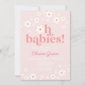 Oh Babys! Daisy Pink Retro Baby Dusche Einladung (Vorderseite)