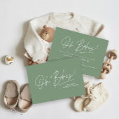 Oh Babys duschen Skript moderne Weise grün Einladung