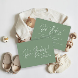 Oh Babys duschen Skript moderne Weise grün Einladung