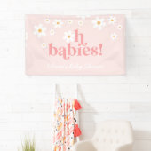 Oh, Babys! Retro Daisy Pink Baby Duschbanner Banner (Insitu)