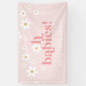 Oh, Babys! Retro Daisy Pink Baby Duschbanner Banner (Vertikal)