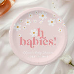 oh Babys Retro Daisy Pink Boho Babydusche Pappteller<br><div class="desc">Oh Babys! Retro inspirierte schwungvolle Teller mit Duschkabine im Stil der 70er Jahre und schimmernden Schriftart und Farben.</div>