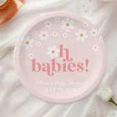 oh Babys Retro Daisy Pink Boho Babydusche Pappteller