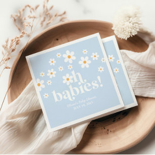 Oh Babys! Retro Gänseblümchen blaue Boho-Baby-Part Serviette