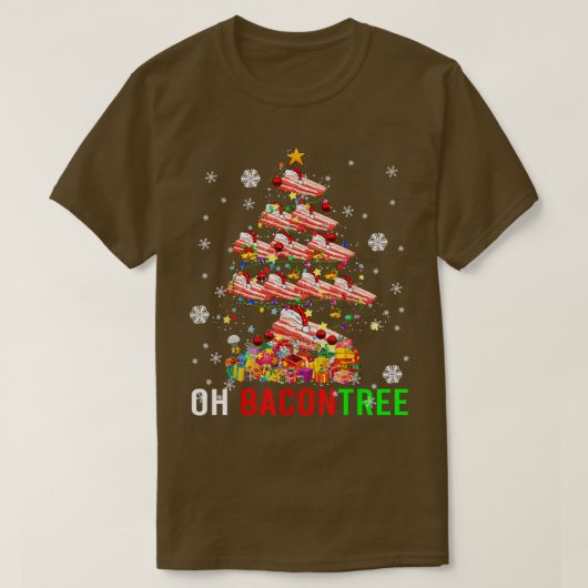 Oh Bacon Tree Funny Xmas Tree Lights Santa Bacon P T-Shirt (Design vorne)