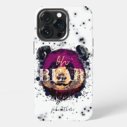 "OH BEAR" | Lustiges Panda-Monogramm iPhone Hülle (Hinten)