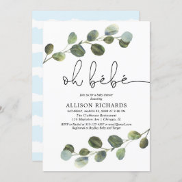 Oh bebe Französisch Thema blauer Schwarz-weißer Ju Einladung