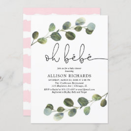 Oh bebe Französisch Thema rosa Schwarz-weiße Mädch Einladung