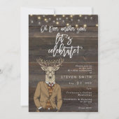 Oh beleuchtet rustikales Holz der Rotwild Einladung (Vorderseite)