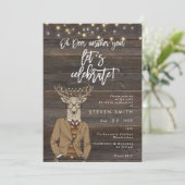 Oh beleuchtet rustikales Holz der Rotwild Einladung (Stehend Vorderseite)