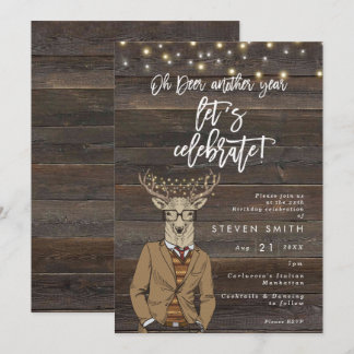 Oh beleuchtet rustikales Holz der Rotwild Einladung