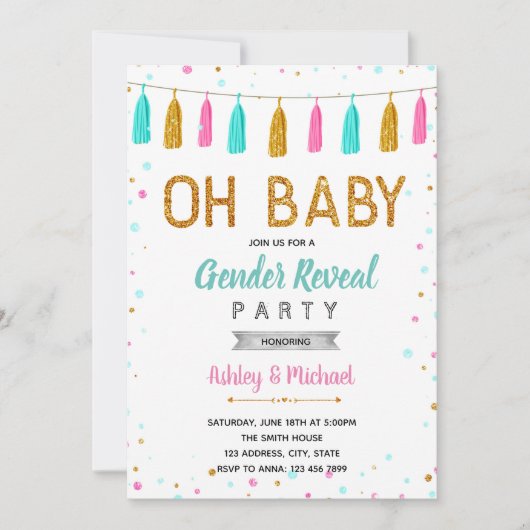 Oh besprühen Baby Geschlecht aufdecken Party Einladung (Vorderseite)