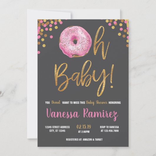 Oh besprühen Baby-Krapfen-Babyparty Einladung (Vorderseite)