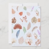 Oh Boho Aquarell Babykleidung blau Einladung (Rückseite)