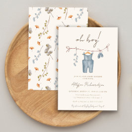 Oh Boho Aquarellkleidung blaue Dusche Einladung