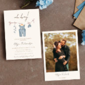 Oh Boho Babykleidung blaue Babydusche Einladung