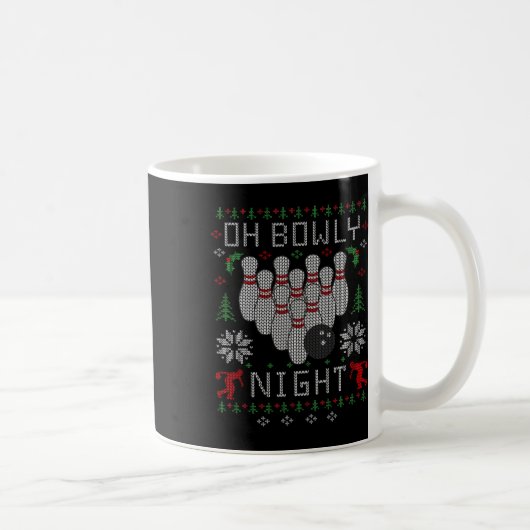 Oh Bowly Night Bowling Ugly Christmas Sweater Teil Kaffeetasse (Rechts)