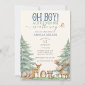 Oh Boy A Little Wild One Forest Animal Baby Shower Einladung (Vorderseite)