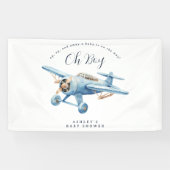 Oh Boy! Adventure Awaits Airplane Boy Baby Shower Banner (Horizontal)