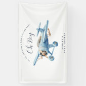 Oh Boy! Adventure Awaits Airplane Boy Baby Shower Banner (Vertikal)