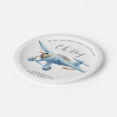 Oh Boy! Adventure Awaits Airplane Boy Baby Shower Pappteller (Schrägansicht)