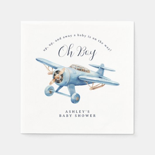 Oh Boy! Adventure Awaits Airplane Boy Baby Shower Serviette (Vorderseite)