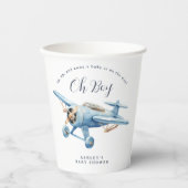 Oh Boy! Adventure Awaits Aviator Boy Baby Shower Pappbecher (Vorderseite)