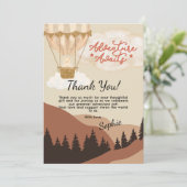 Oh Boy, Adventure Awaits, Hot Air Balloon Dankeskarte (Stehend Vorderseite)