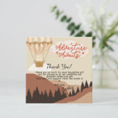 Oh Boy, Adventure Awaits, Hot Air Balloon Square Dankeskarte (Stehend Vorderseite)