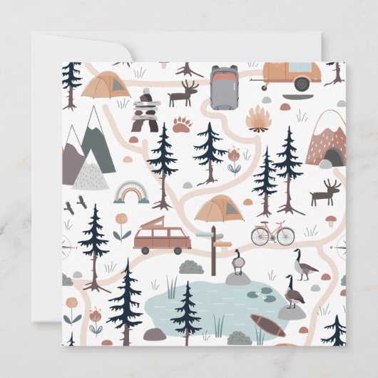 Oh Boy, Adventure Awaits, Hot Air Balloon Square Dankeskarte (Rückseite)