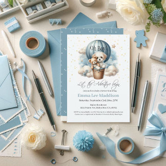 Oh Boy Adventure Baby Dusche Welpe Hot Air Ballon Einladung